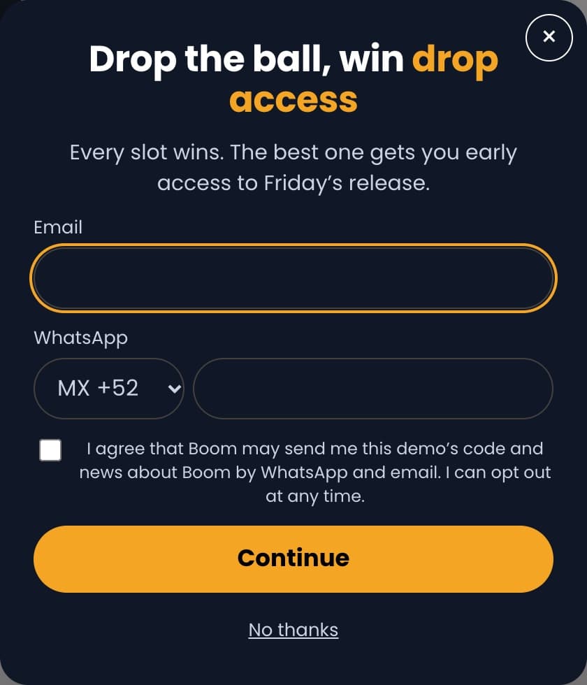The Lead Capture pop-up as a shopper sees it